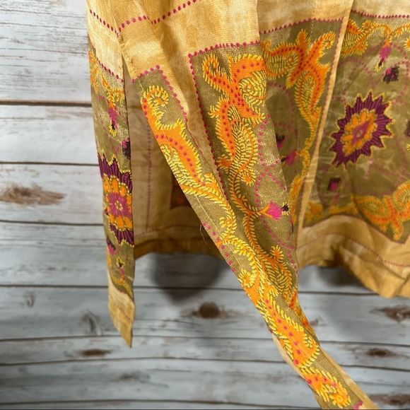 Vintage Farouche Marbled Yellow Tunic w Print on Bottom Size 14 Made in Canada - Picture 8 of 13